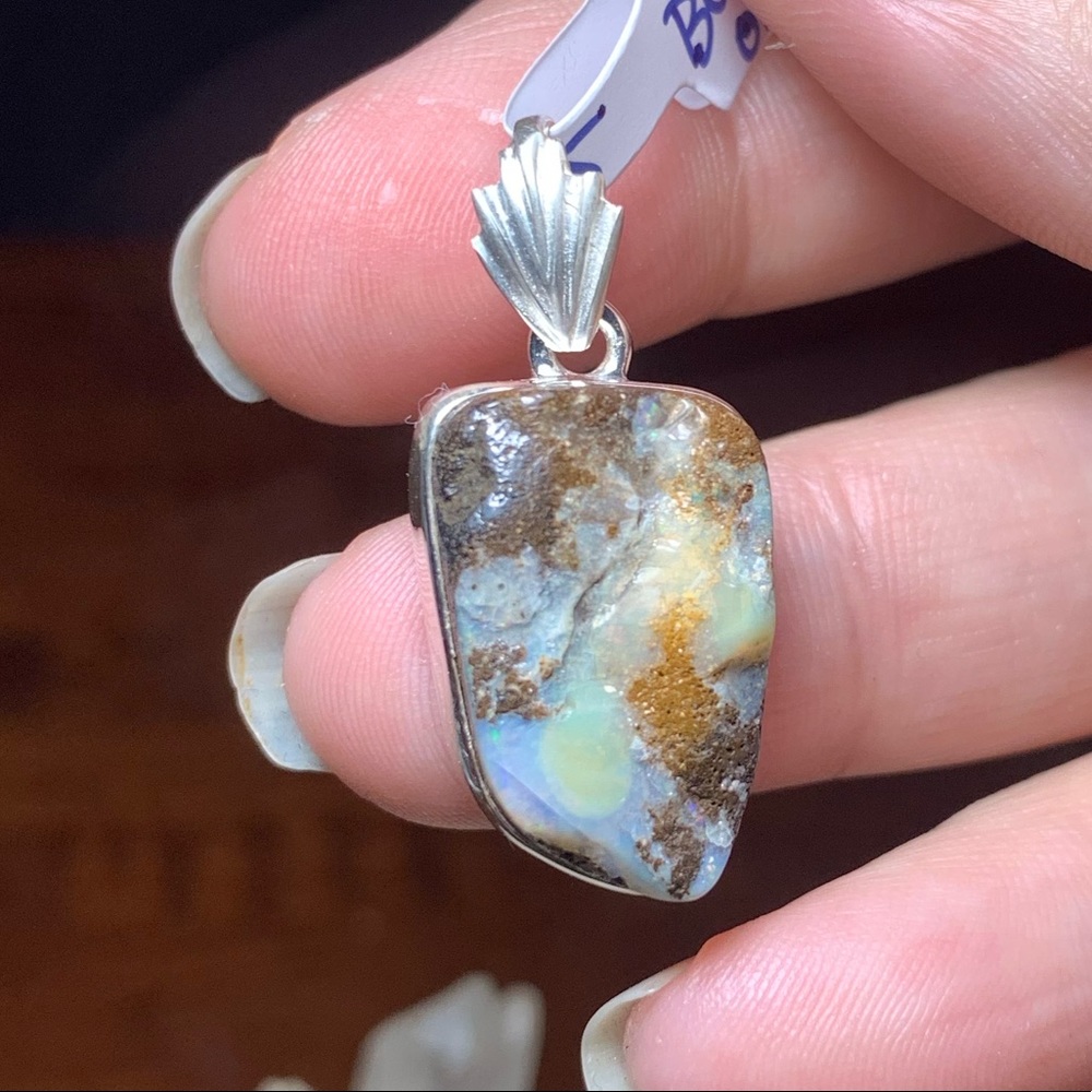 Solid Sterling Boulder Opal Pendant - image 2